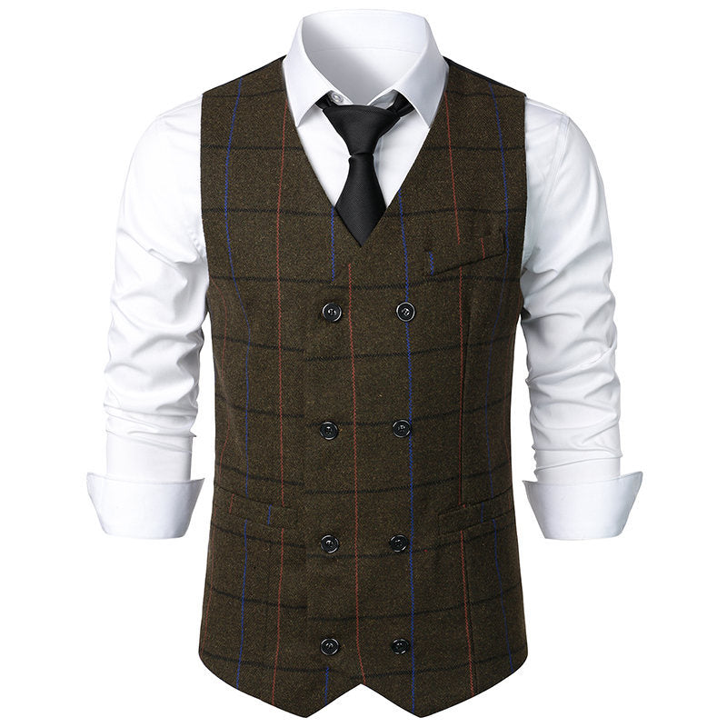 Herren elegante Karoweste mit doppelter Knopfleiste und klassischem Karo-Muster BerlinGlamour
