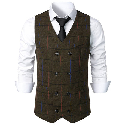 Herren elegante Karoweste mit doppelter Knopfleiste und klassischem Karo-Muster BerlinGlamour