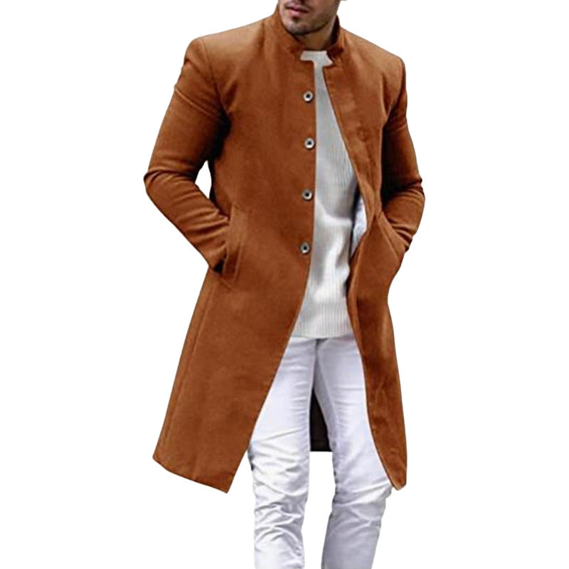 Herren Langmantel Slim Fit Hochkragen Elegante Überjacke
