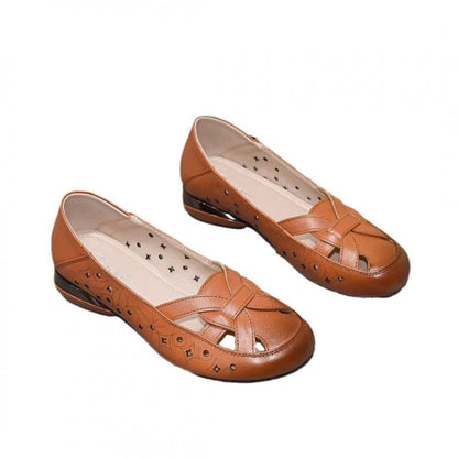 Damen Ballerina Schuhe Bequem Cut-Out Modern