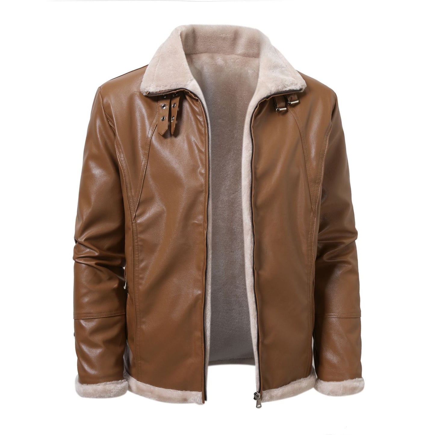 Herren Lederjacke Elegante Schwarz Warm gefüttert - BerlinGlamour