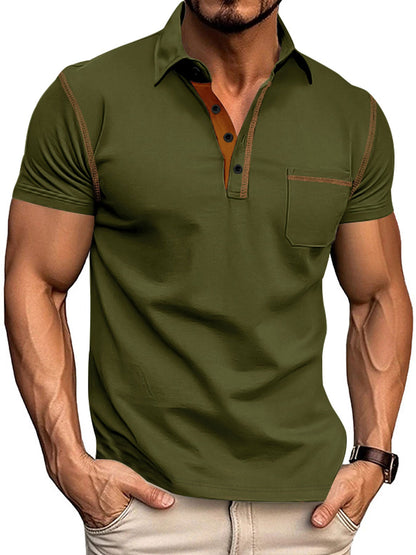 Herren Poloshirt Mit Kontrastdetails und Brusttasche Modern
