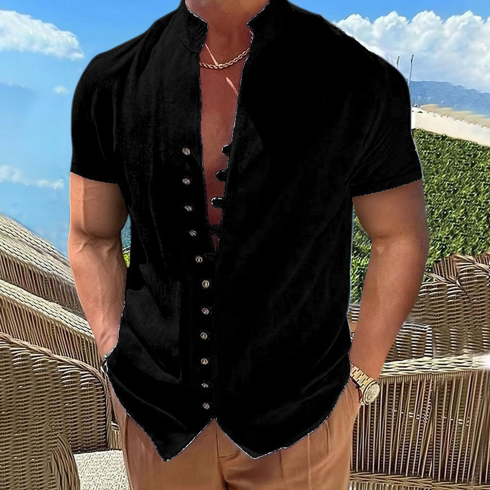 Herren Kurzarm-Hemd Modern mit Knöpfen Slim Fit