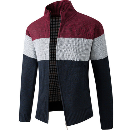 Herren Strickjacke Modern Gestreift Kragen