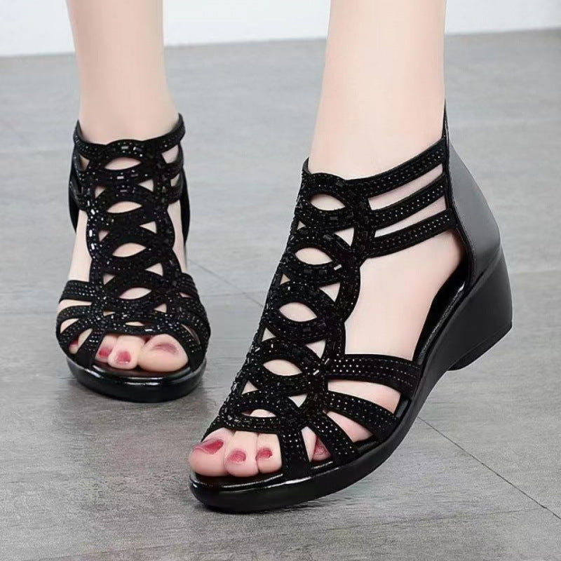 Damen Sandalen Elegant Glitzer Cut-Out Design