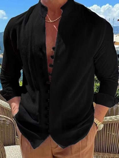 Herren Hemd aus Baumwolle Stehkragen Modern Berlin Style