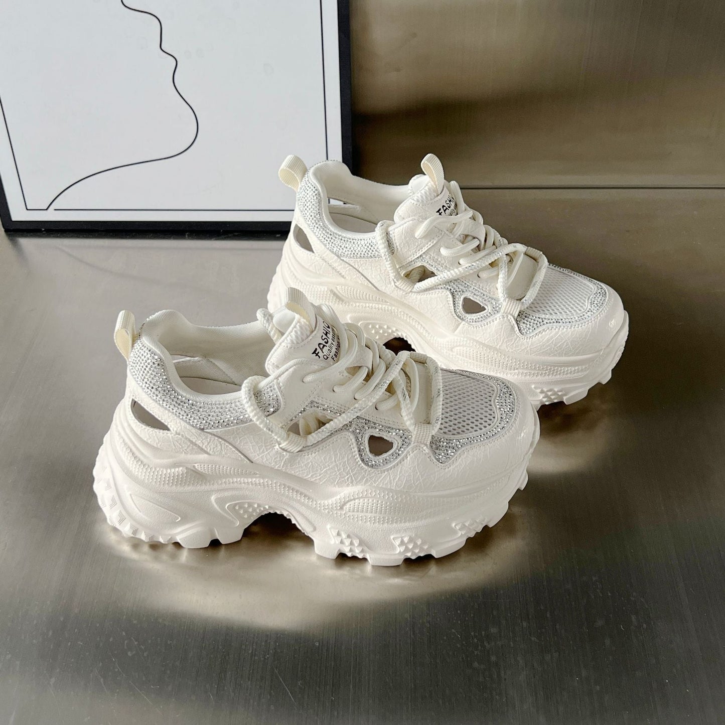 Damen Sneaker Sportlich Chunky Netzdesign Rutschfest