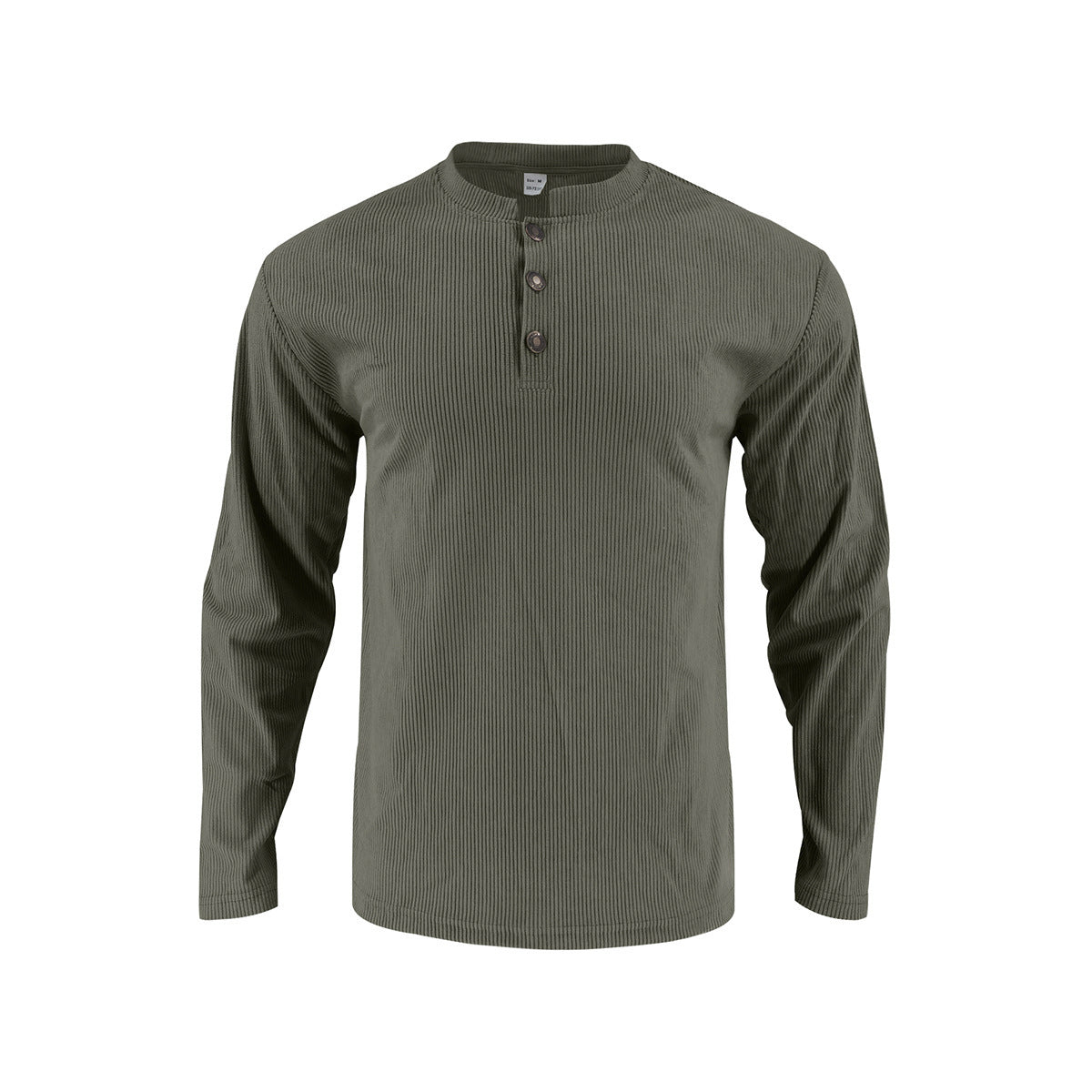 Herren Langarmshirt Stehkragen Knopfleiste Modern Berlin Style