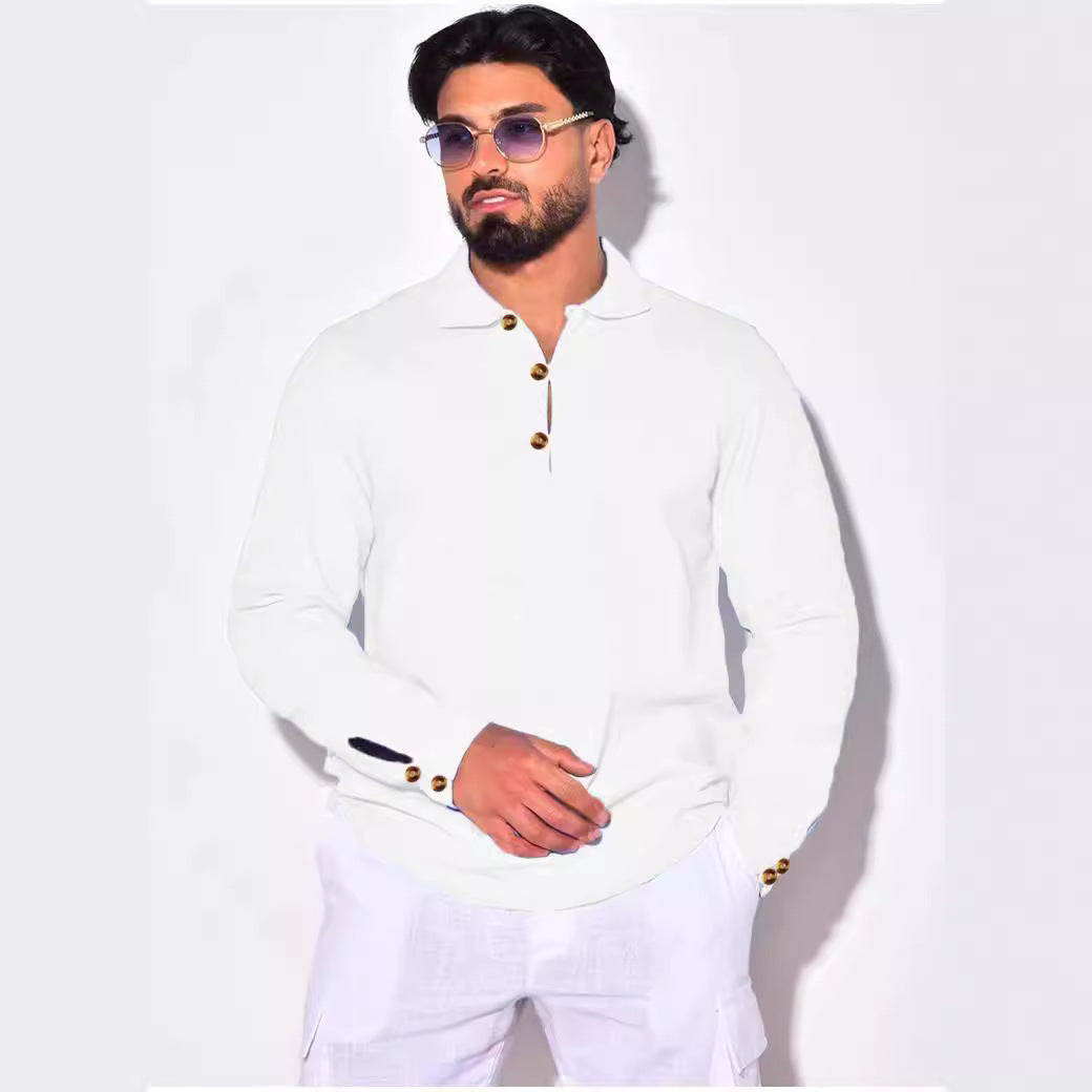 Herren Polohemd Langarm Knopfleiste Modern Berlin - BerlinGlamour