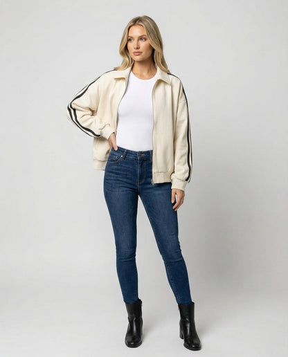 Damen Jacke Sportlich Elegant Weit Reißverschluss
