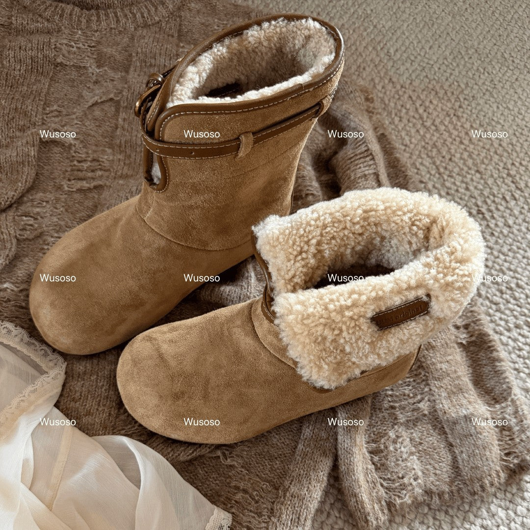 Damen Winterstiefel Veloursleder Weich und Warm