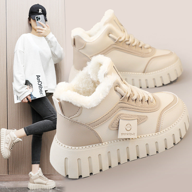 Damen Sneaker Sportlich High-Top Laufschuhe Warm Gefüttert - BerlinGlamour
