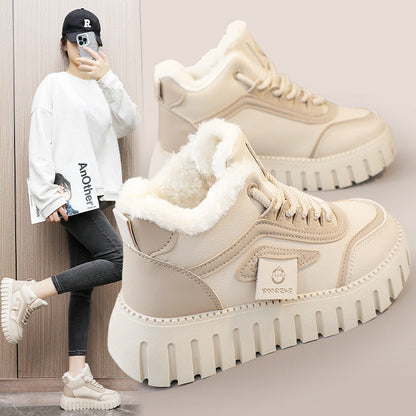 Damen Sneaker Sportlich High-Top Laufschuhe Warm Gefüttert - BerlinGlamour