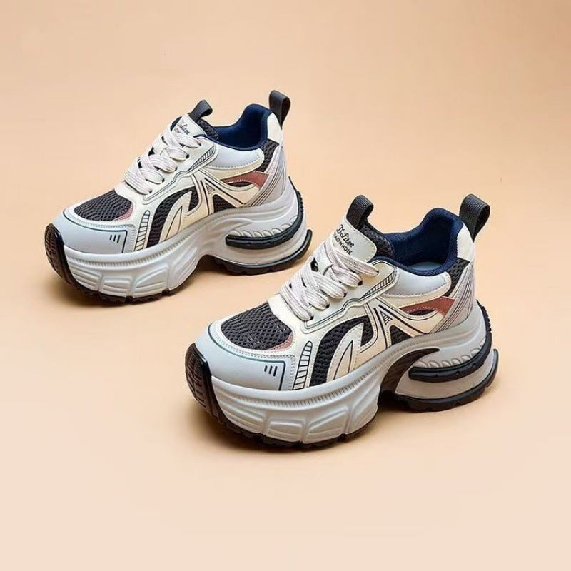 Damen Sneaker Sportlich Chunky atmungsaktiv Schwarz