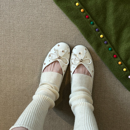 Damen Ballerinas Schleife Dekorativ Glitzernd