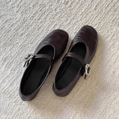 Damen Ballerinas Elegante Mary Jane Schuhe mit Riemchen Komfort Sohle