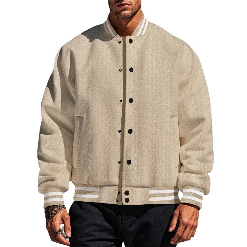 Herren Collegejacke Kunstfell Modern Kontrastbünde