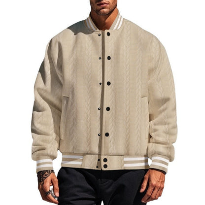 Herren Collegejacke Kunstfell Modern Kontrastbünde