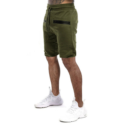 Herren Sport Shorts Verstellbarer Bund Reißverschlusstaschen