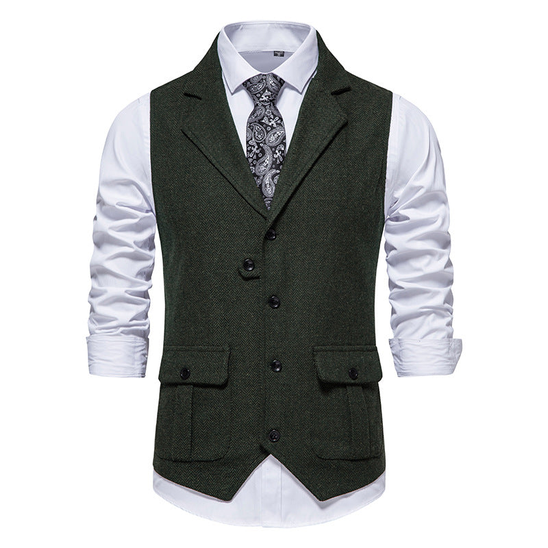 Herren Anzugweste Herringbone Stoff Elegant Modern