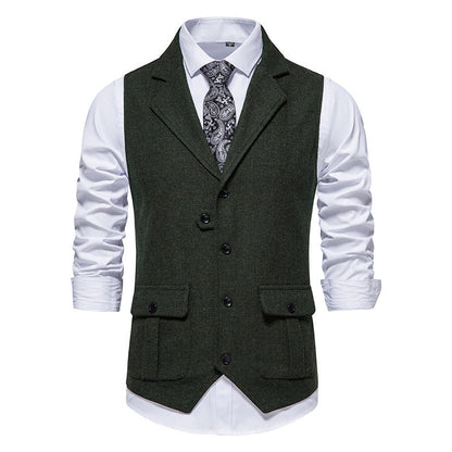 Herren Anzugweste Herringbone Stoff Elegant Modern