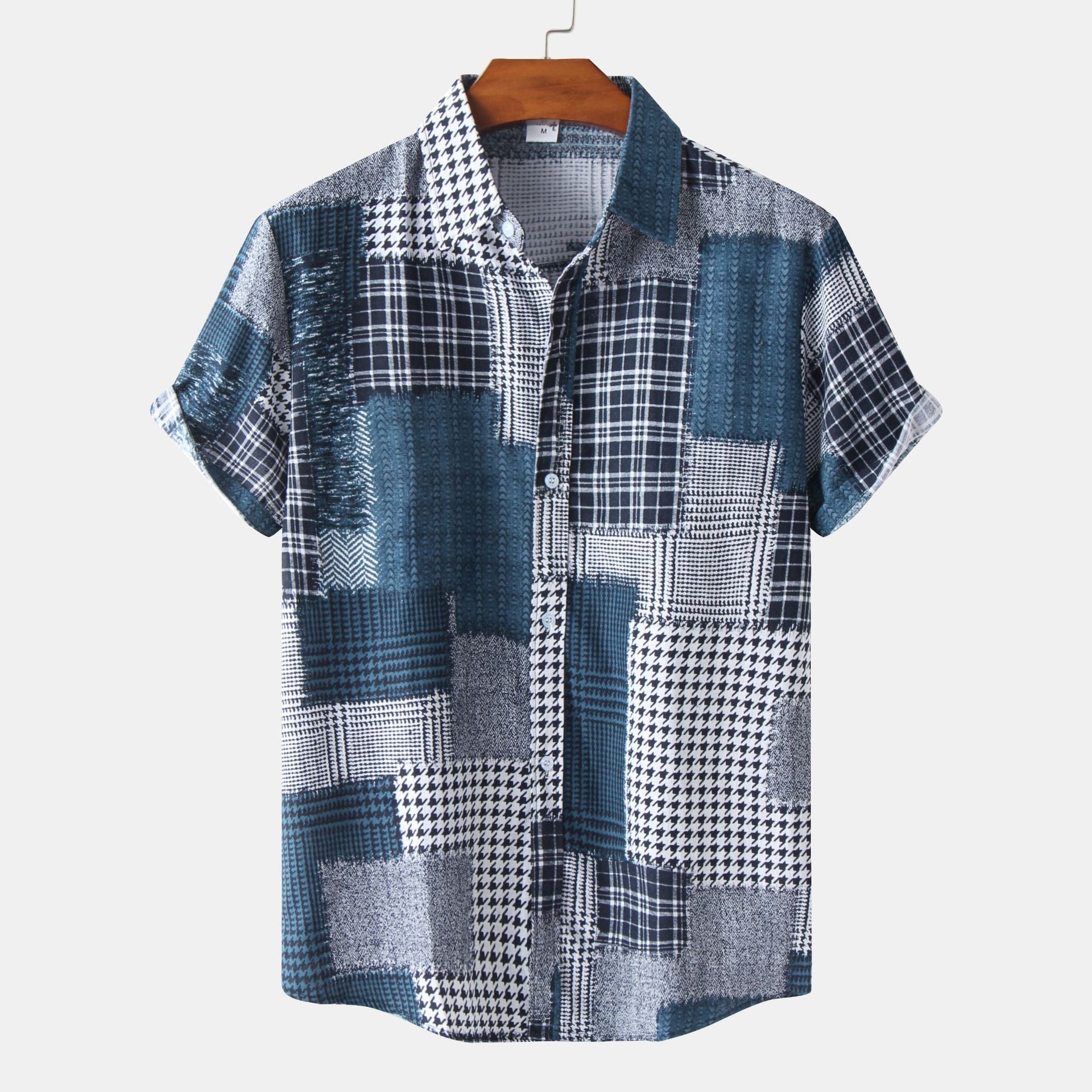 Herren Kurzarmhemd Patchwork Design Berlin Style - BerlinGlamour