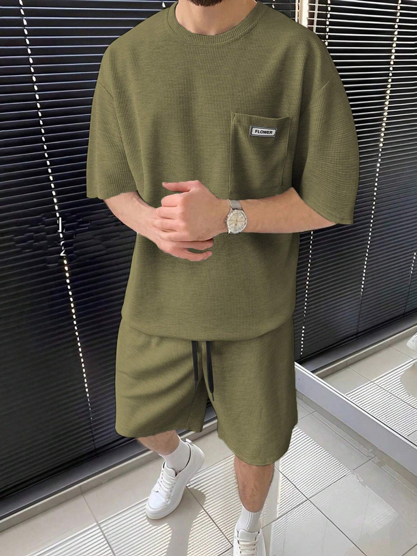 Herren Kurzarm T-Shirt und Shorts Set Sportlich Freizeit