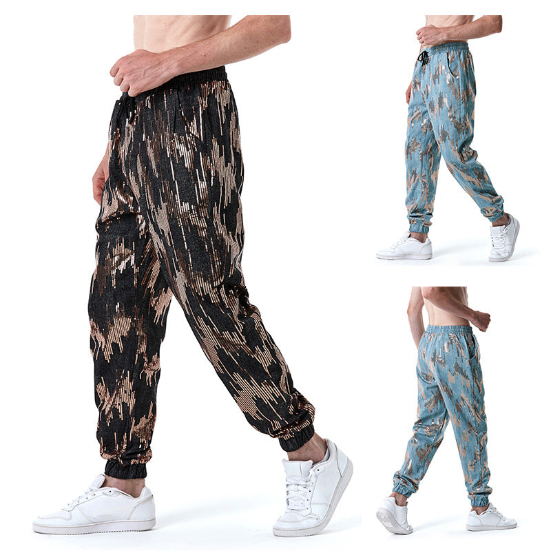 Herren Freizeithose Elastisch Glitzer Effekt Stretch