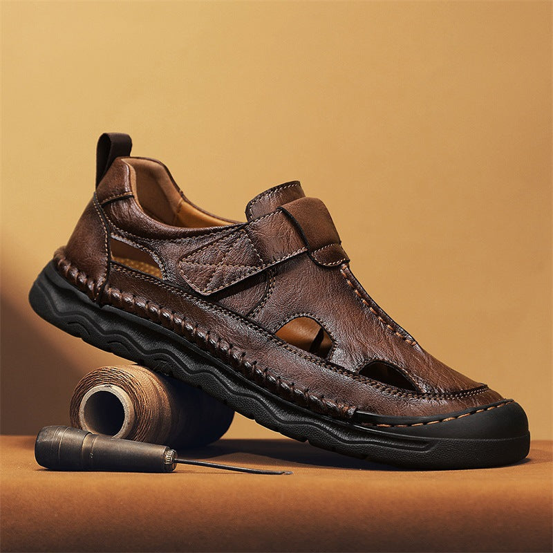 Damen Leder-Sandalen Bequem Verstellbar Rutschfest