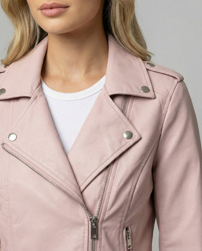 Damen Bikerjacke Kunstleder Taillierte Asymmetrisch Schwarz