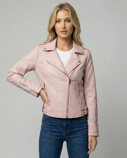 Damen Bikerjacke Kunstleder Taillierte Asymmetrisch Schwarz - BerlinGlamour