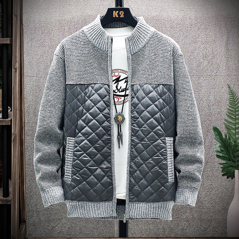 Herren Steppjacke Strickdetails Hochkragen Winter