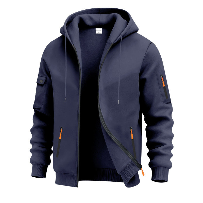 Herren Hoodie Sportlich mit Reißverschlusstaschen Funktionale Outdoorjacke