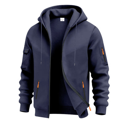 Herren Hoodie Sportlich mit Reißverschlusstaschen Funktionale Outdoorjacke
