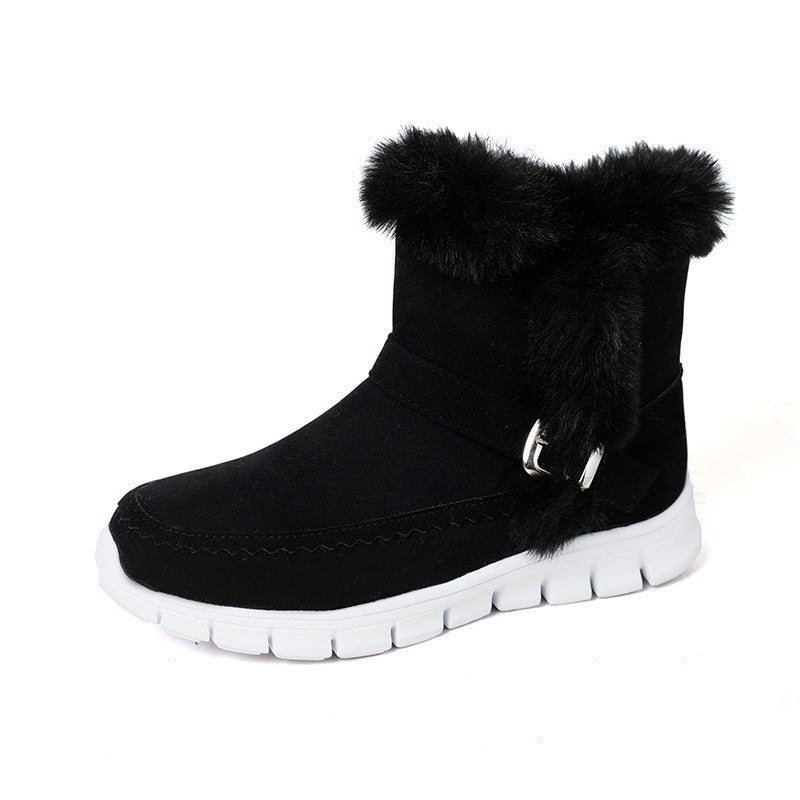 Damen Winterstiefel Kuschelig Kunstfell Riemen