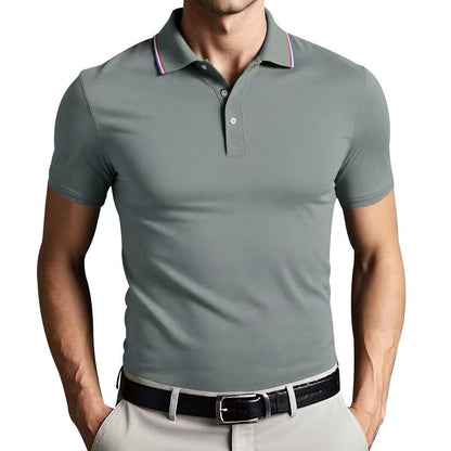 Herren Poloshirt Kragen Kontrastfarbe Modern Slimfit