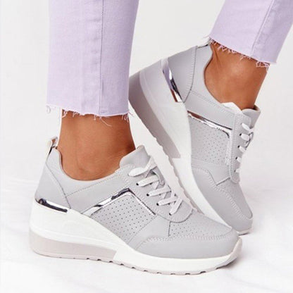 Damen Wedges Sneaker Atmungsaktiv Metallic Detail Damen Schuhe