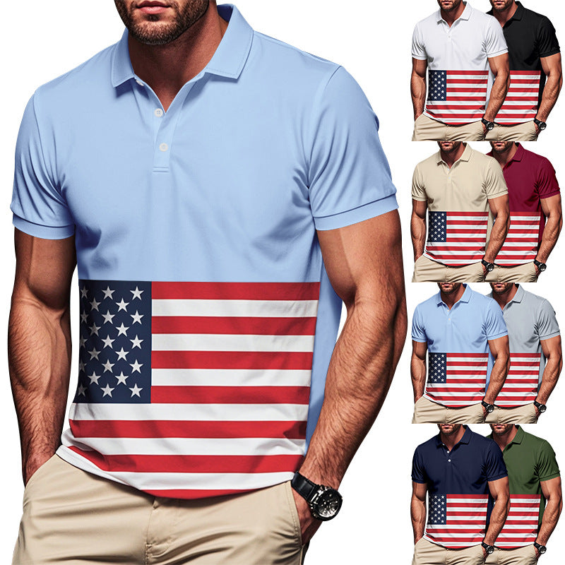 Herren Polohemd Amerikanische Flagge atmungsaktiv Style