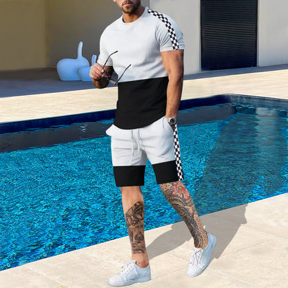 Herren Sportset Kurzarm Kontrastfarben Modern