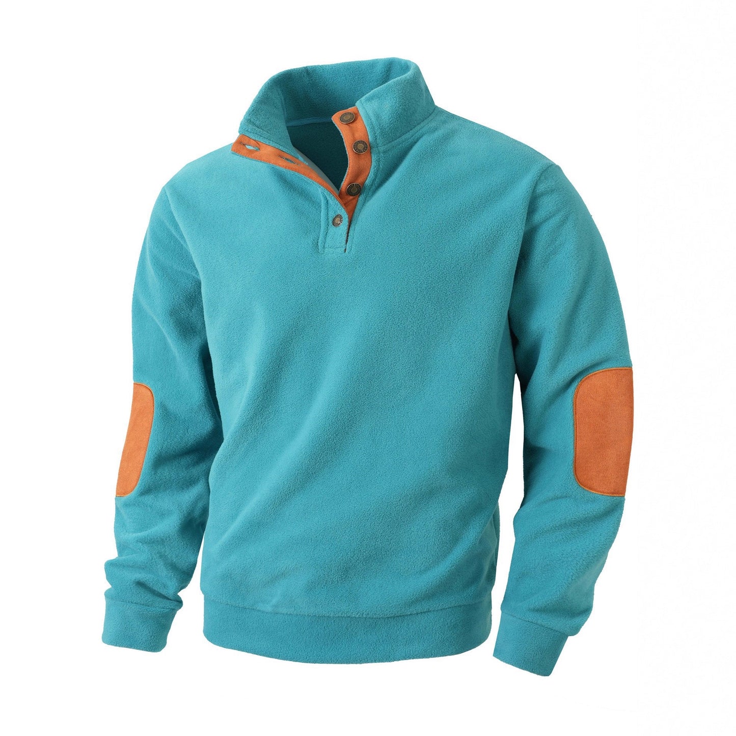 Herren Fleece Pullover Bequem Kragen Kontrastbesatz Modern