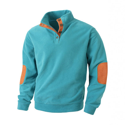 Herren Fleece Pullover Bequem Kragen Kontrastbesatz Modern
