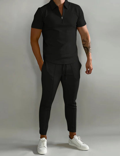 Herren Polo-Shirt Slim Fit Modern Reißverschluss Elegantes Design