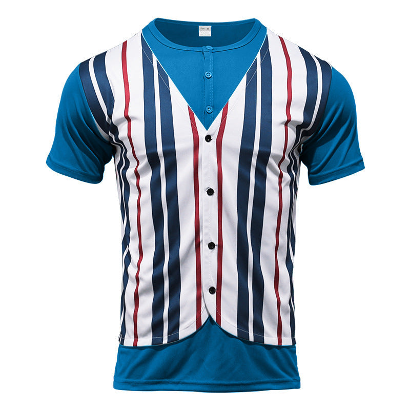 Herren Kurzarm-Shirt Modern Gestreift Trendig