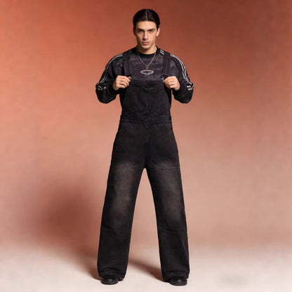 Herren Latzhose Jeans Bequem Weit Schnitt