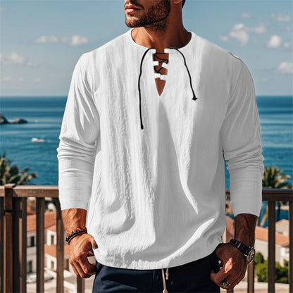 Modernes Langarmshirt mit Schnürung und V-Ausschnitt Berlin-Glamour