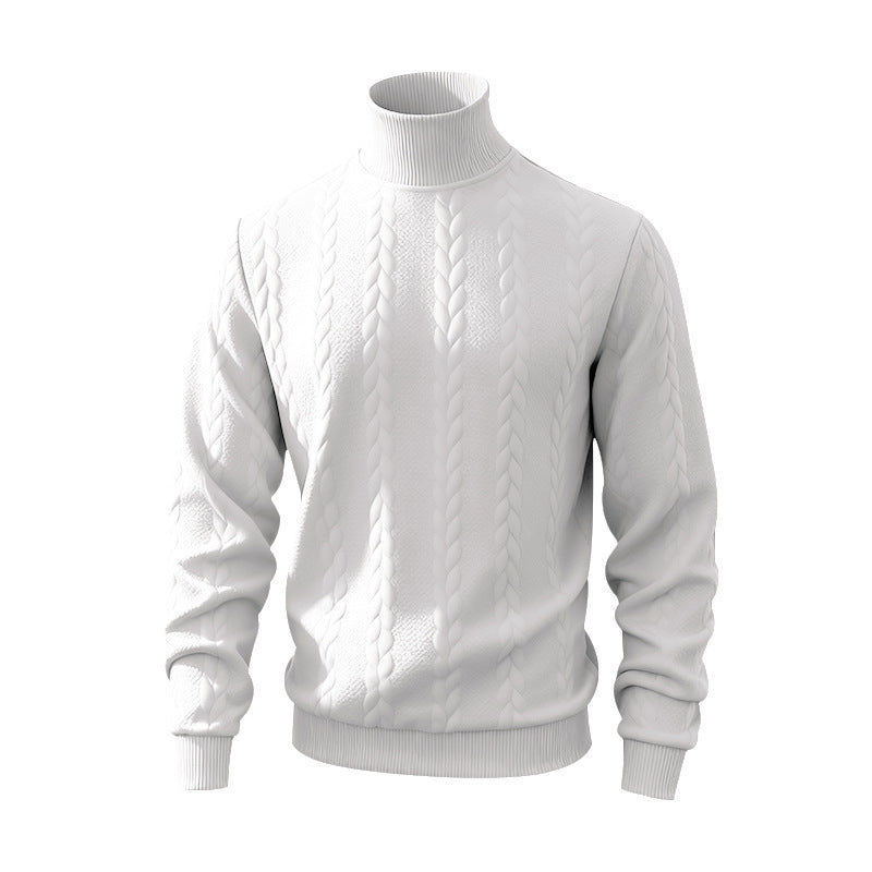 Herren Pullover Stehkragen Zopfmuster Strick