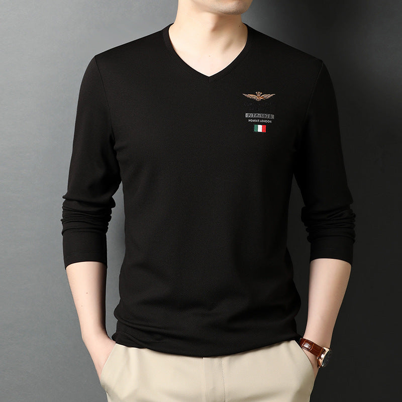Herren Langarmshirt V-Ausschnitt Elegantes Design