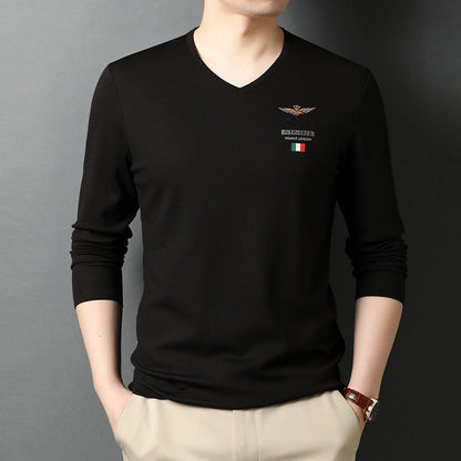 Herren Langarmshirt V-Ausschnitt Elegantes Design