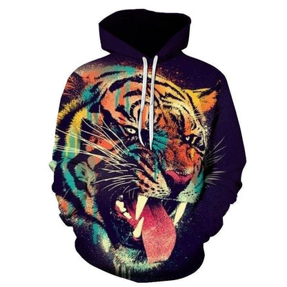 Herren Kapuzenpullover Wolfsgrafik Cooler Style Berlin