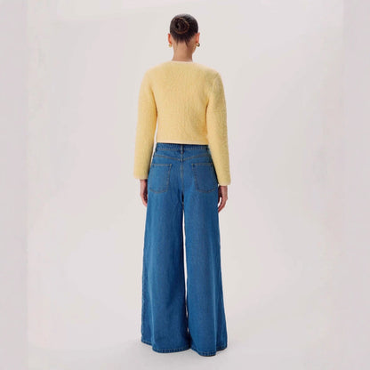 Damen Jeanshose Weit Bequem Moderner Schnitt